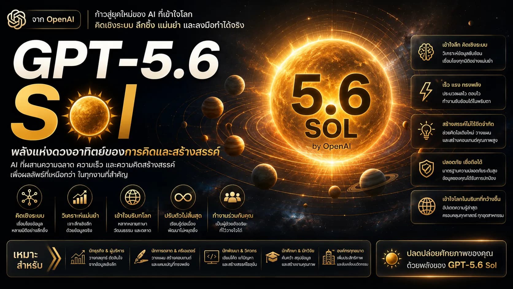 GPT-5.6 Sol คืออะไร? โมเดลเร็วสำหรับเขียนโค้ดและ AI Agent ในทุกวัน